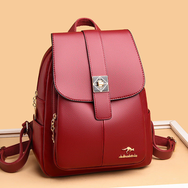 Women's Versatile Large Capacity Classy Soft Leather Backpacks