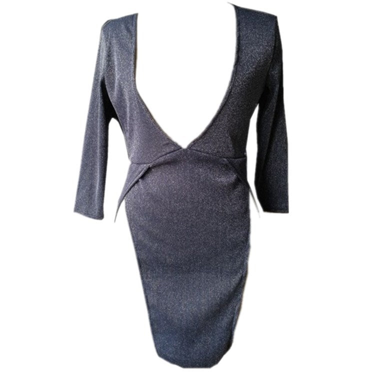 Women's Hot Film Sequined Deep V Split Dress