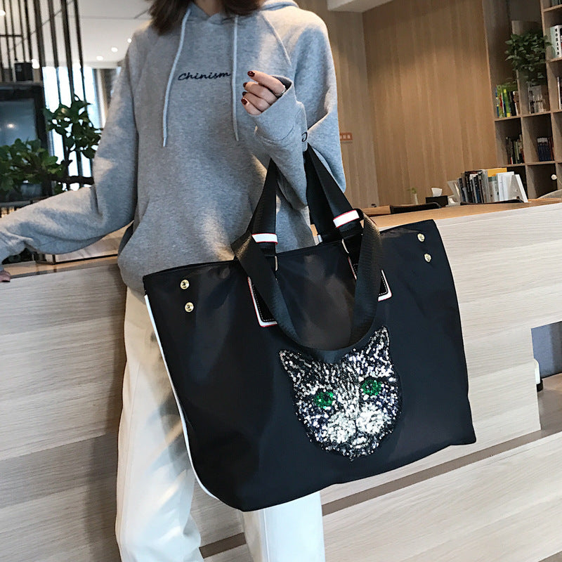 Women's Korean Short-distance Cartoon Sequins Trip Large Travel Bags