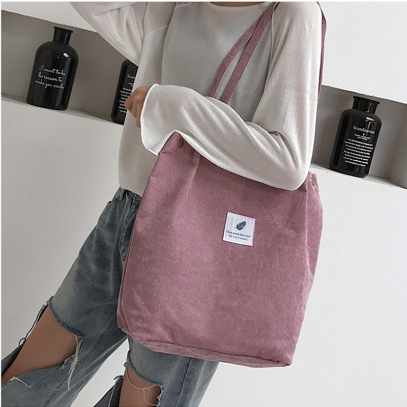 Women's Large Capacity Totes Shopping Canvas Corduroy Shoulder Bags