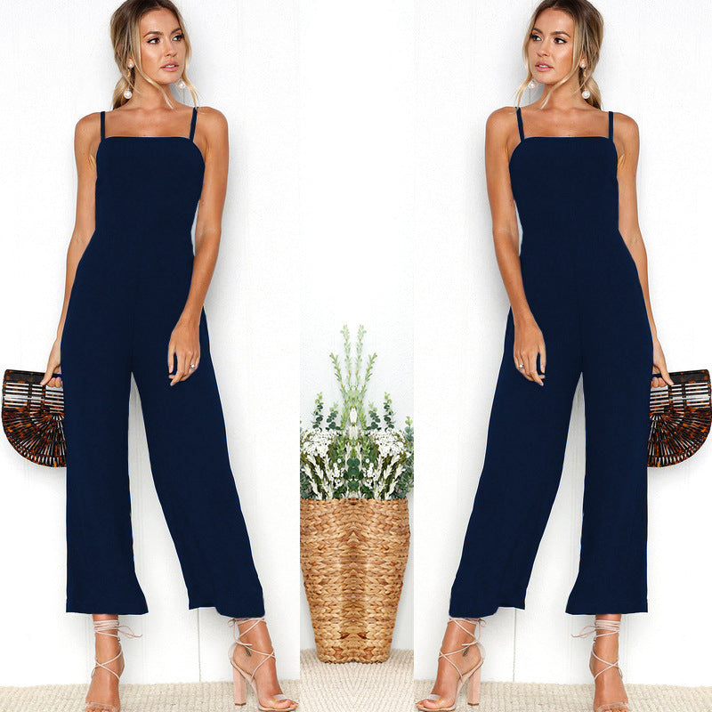Women's Summer Elegance Sleeveless Solid Color Female Women's Jumpsuit/clothing
