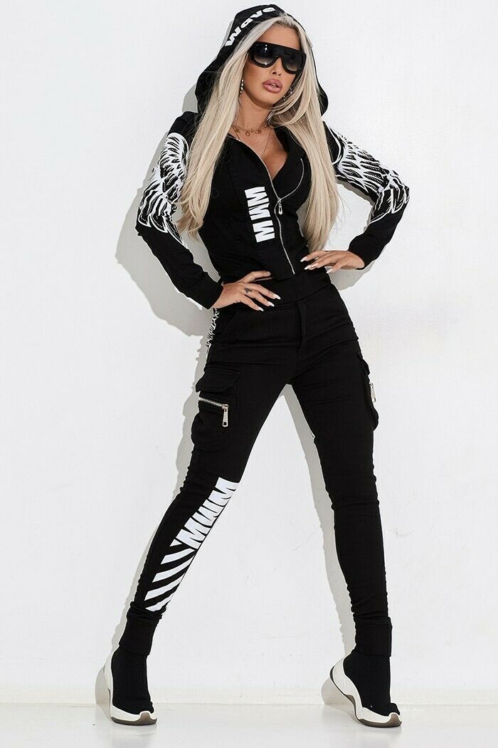 Women's Wings Printing Zipper Hooded Street Shooting Suits
