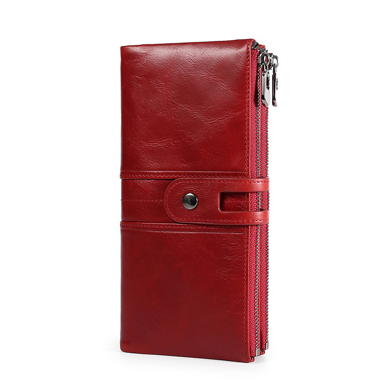Women's & Men's & Top Layer Leather Long Cowhide Ladies Wallets