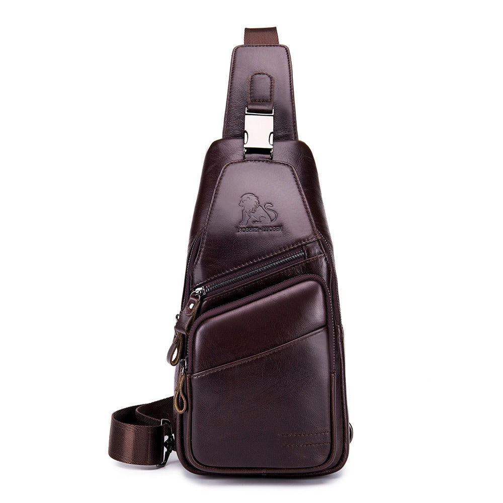 Men's Cowhide Versatile Fashion Large Capacity Men's Chest Bags