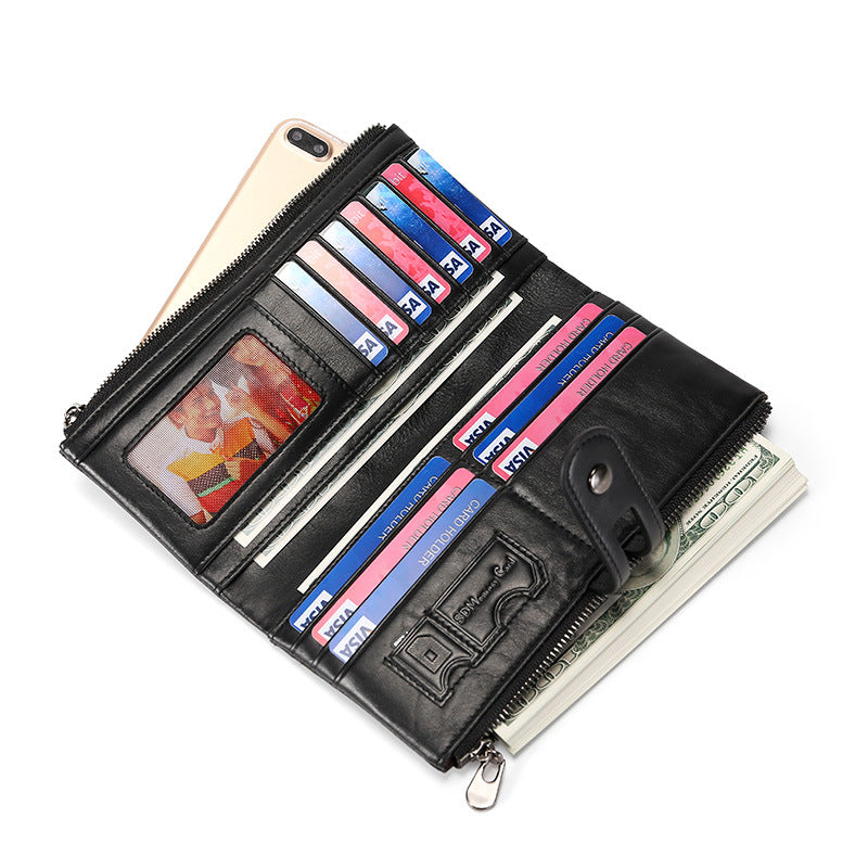 Women's & Men's & Top Layer Leather Long Cowhide Ladies Wallets