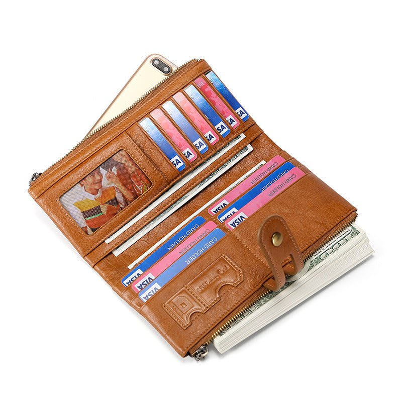 Women's & Men's & Top Layer Leather Long Cowhide Ladies Wallets