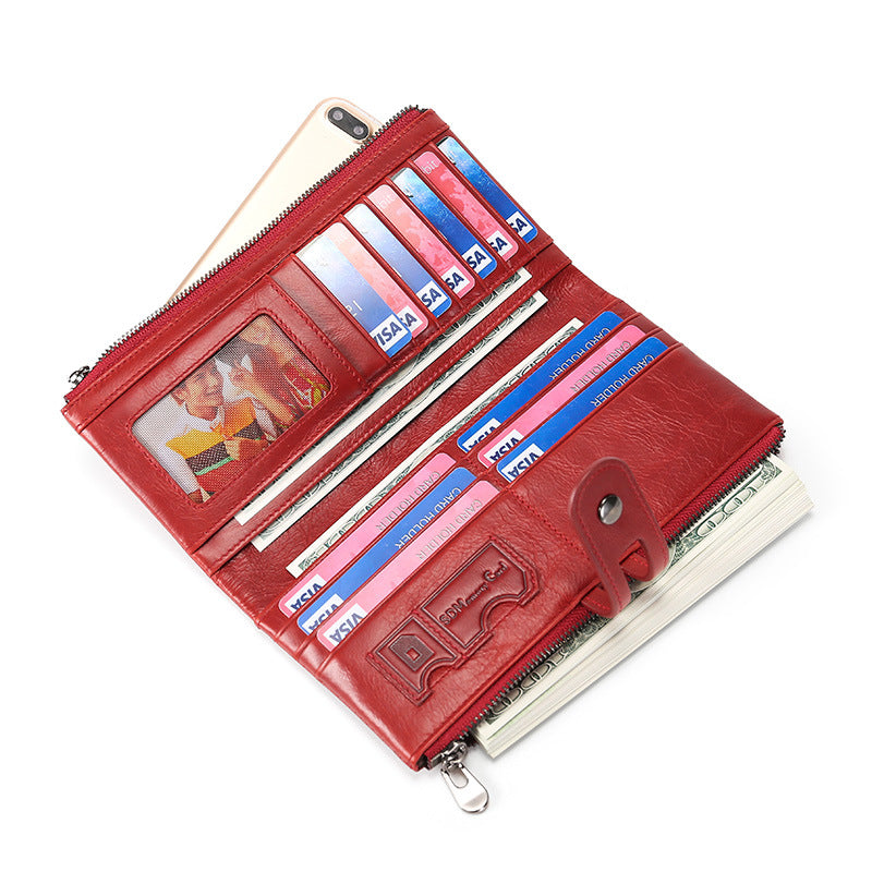 Women's & Men's & Top Layer Leather Long Cowhide Ladies Wallets