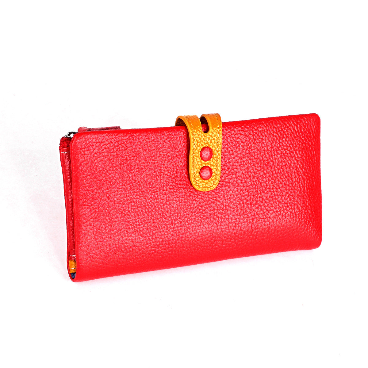 Women's Colorful Mini Long Zipper Leather Billfold Ladies Wallets