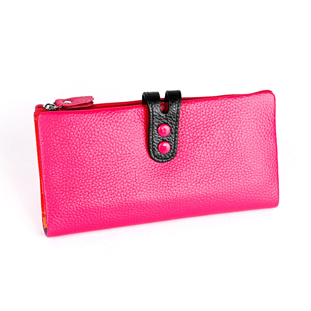 Women's Colorful Mini Long Zipper Leather Billfold Ladies Wallets