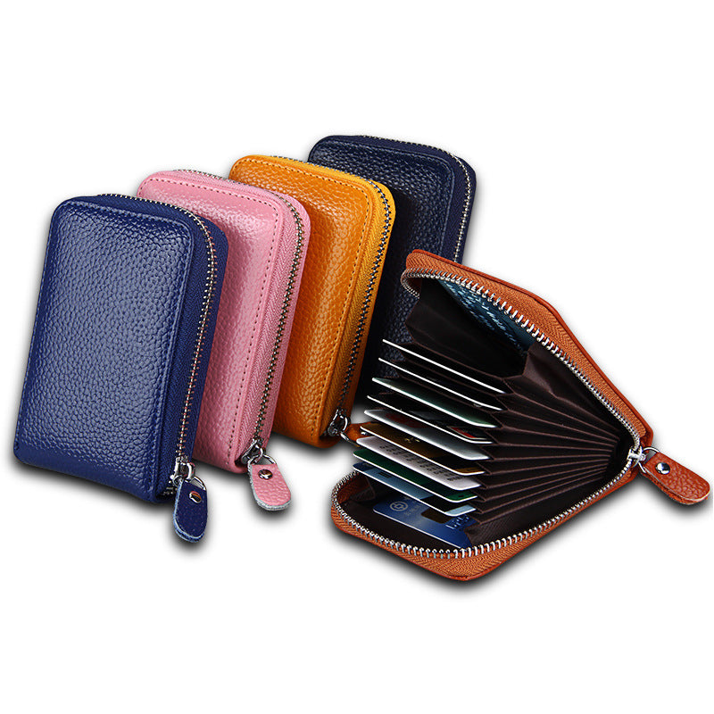 Multifunctional Zipper Expanding Credit Cover Leather Card Holder