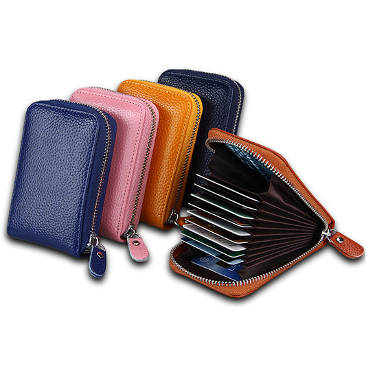 Multifunctional Zipper Expanding Credit Cover Leather Card Holder
