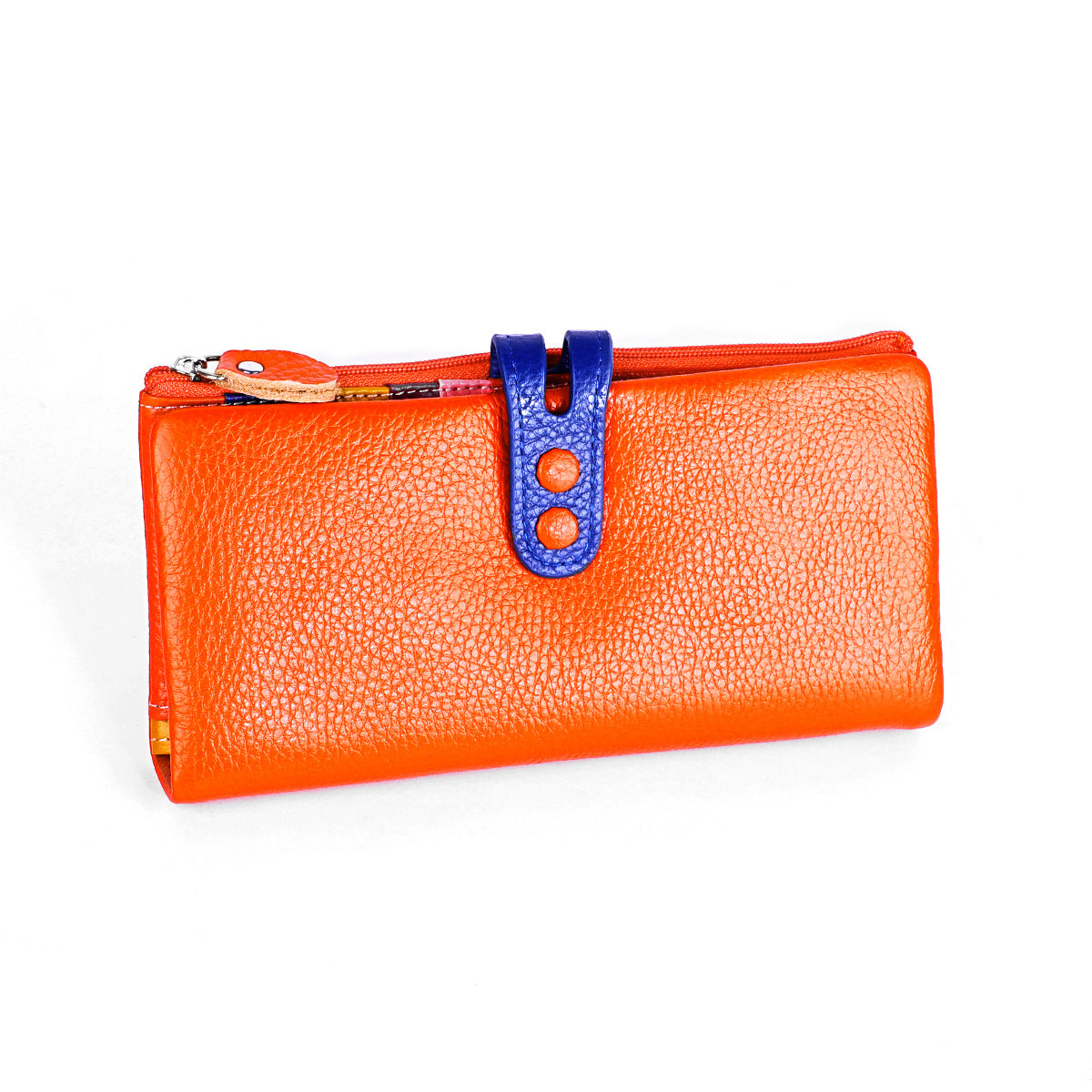 Women's Colorful Mini Long Zipper Leather Billfold Ladies Wallets