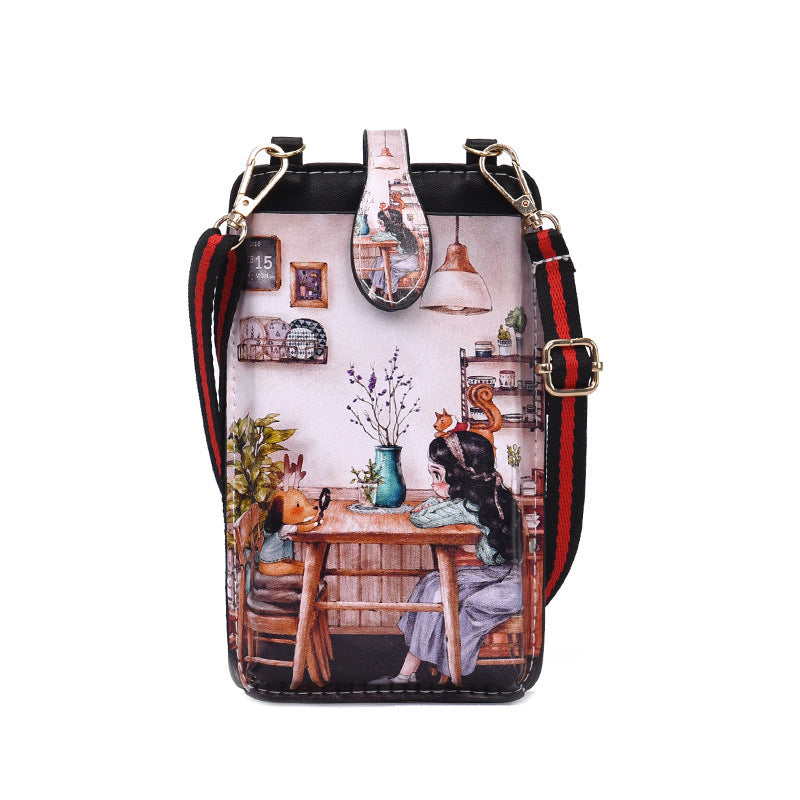 Women's Retro Printed Fashion Trendy Unique Storage Phone Bags