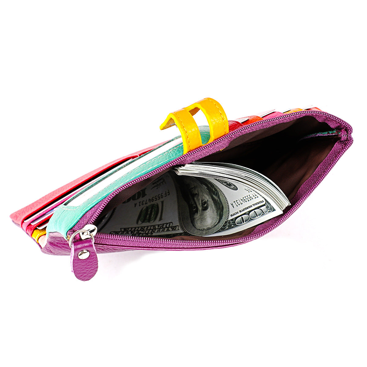 Women's Colorful Mini Long Zipper Leather Billfold Ladies Wallets