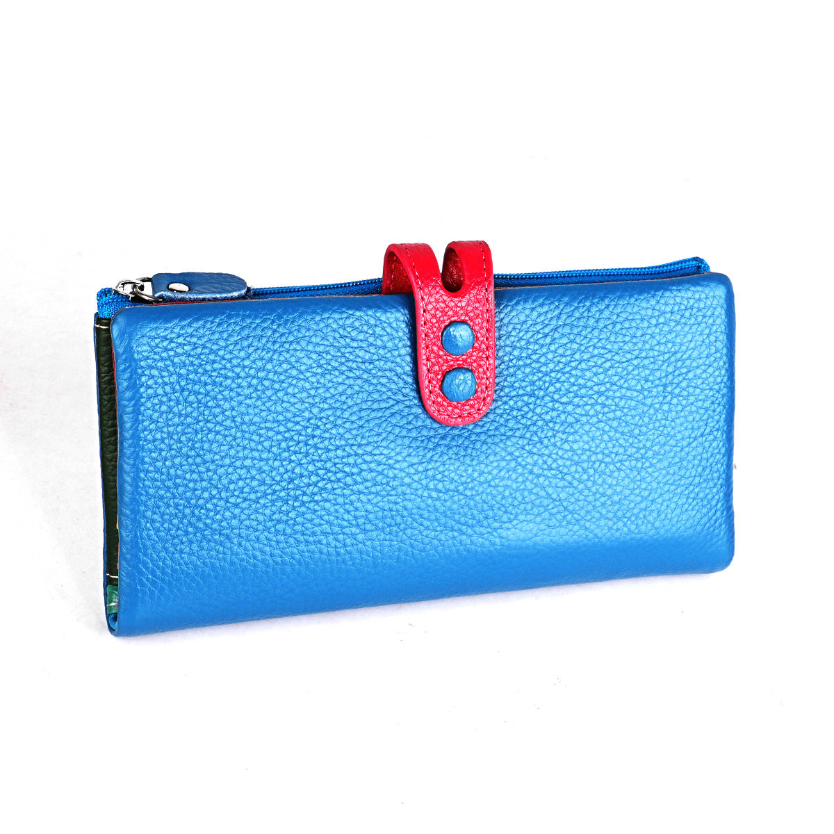 Women's Colorful Mini Long Zipper Leather Billfold Ladies Wallets