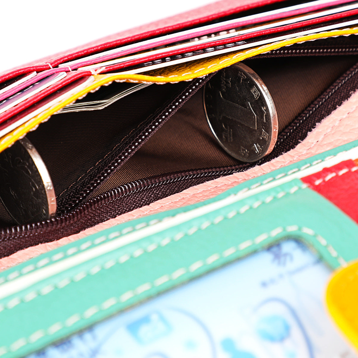 Women's Colorful Mini Long Zipper Leather Billfold Ladies Wallets