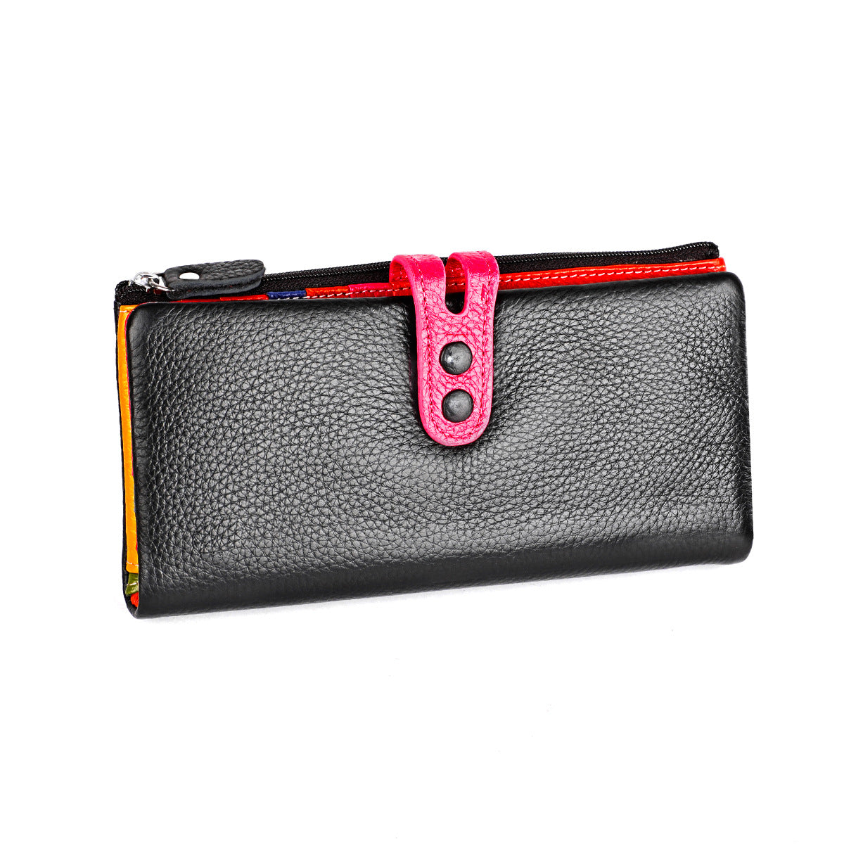 Women's Colorful Mini Long Zipper Leather Billfold Ladies Wallets