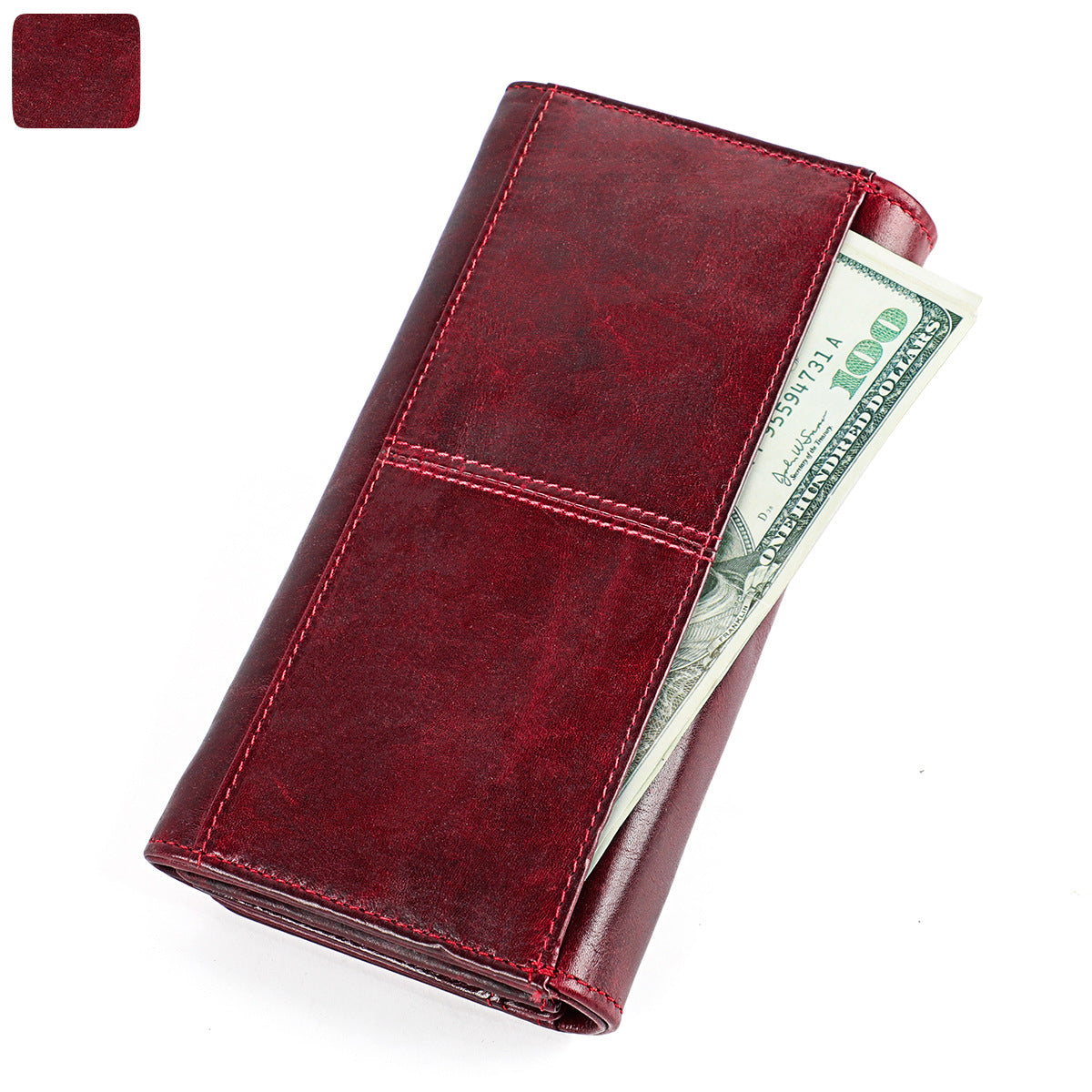 Women's Long Leather Retro First Layer Cowhide Ladies Wallets