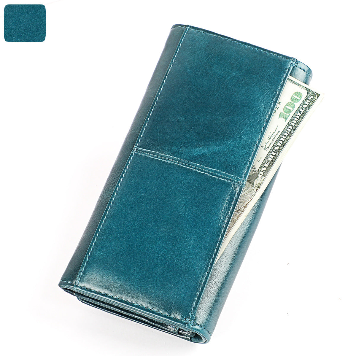 Women's Long Leather Retro First Layer Cowhide Ladies Wallets