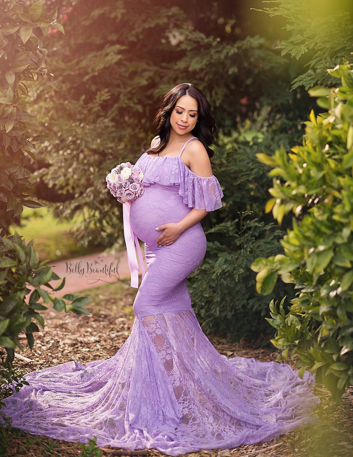 Women's Lace Trailing Sleeve Long Dress Graphy Dresses