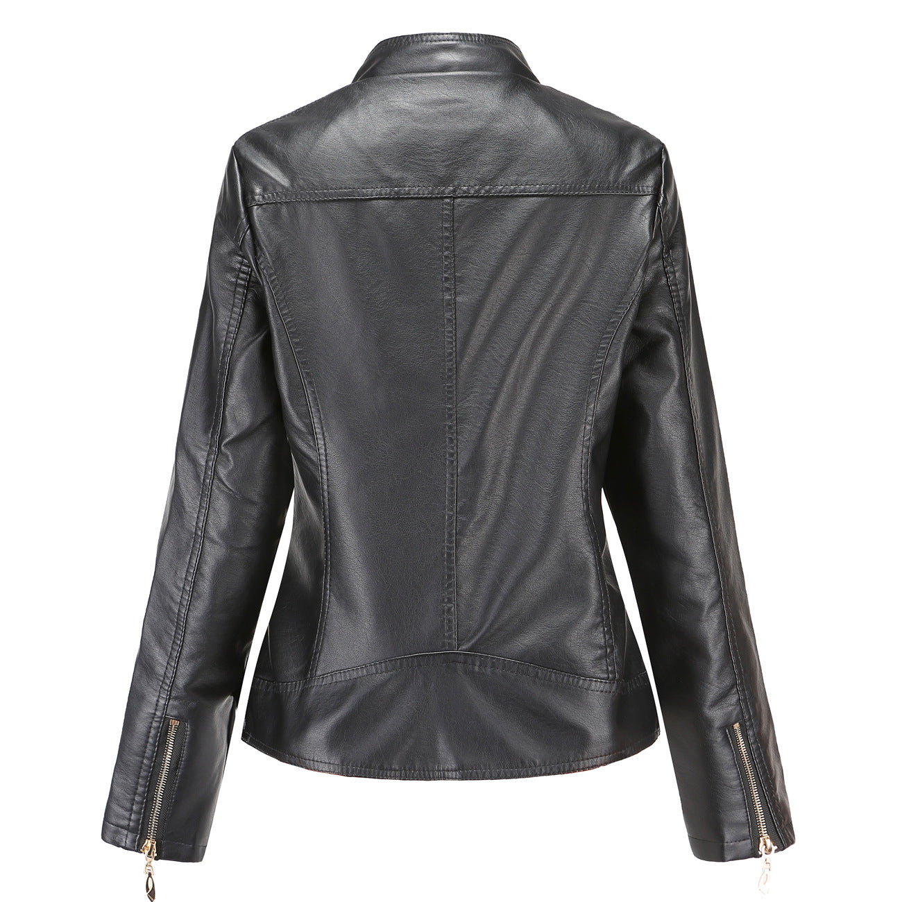 Women's Durable Leather Temperament Stand Collar Jackets
