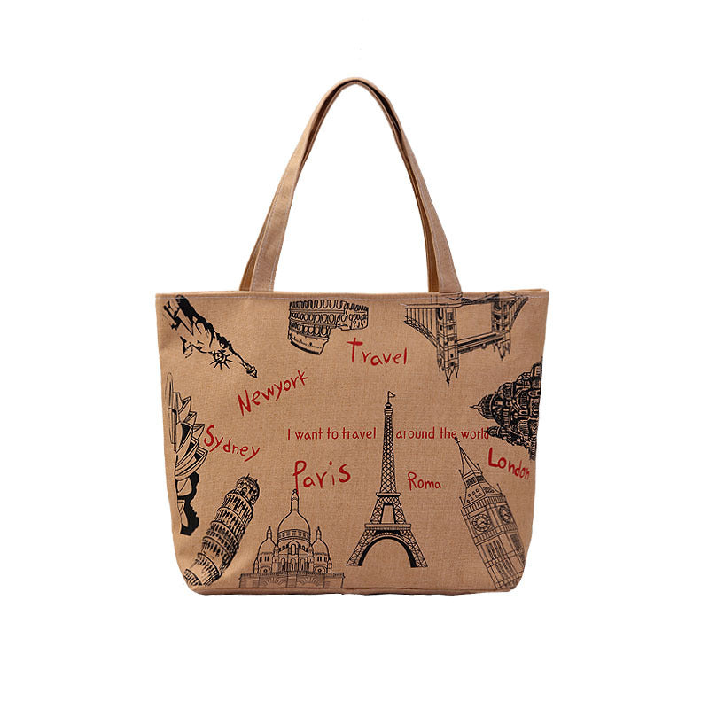 Women's Shopping Artistic Canvas Korean Style Fashion Shoulder Bags