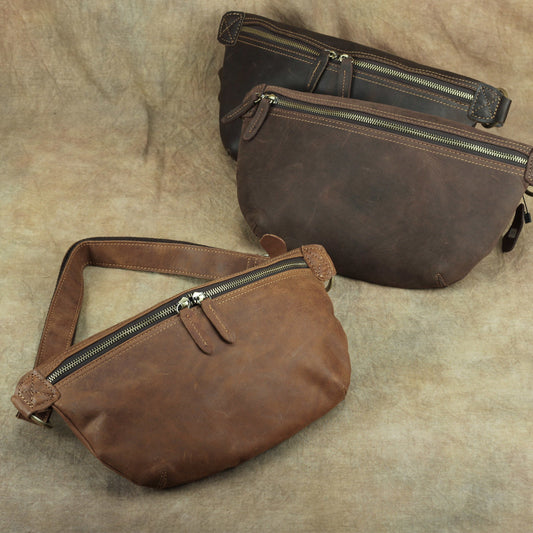 Men's Ancient Hipster Summer Retro Crazy Horse Leather First Men's Shoulder Bags