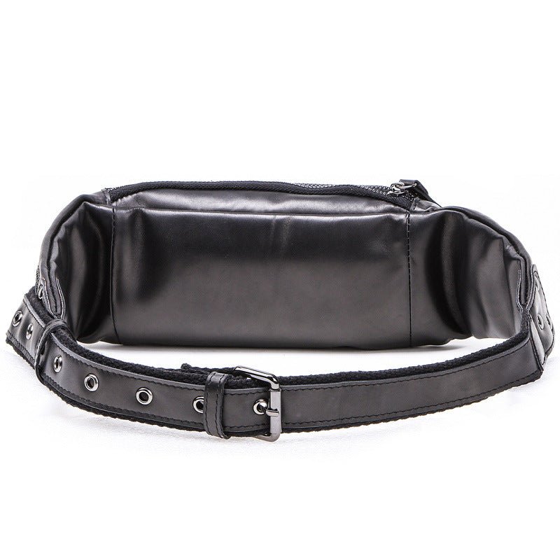 Women's & Men's & Black Angel Fashion Genuine Leather First Men's Waist Packs