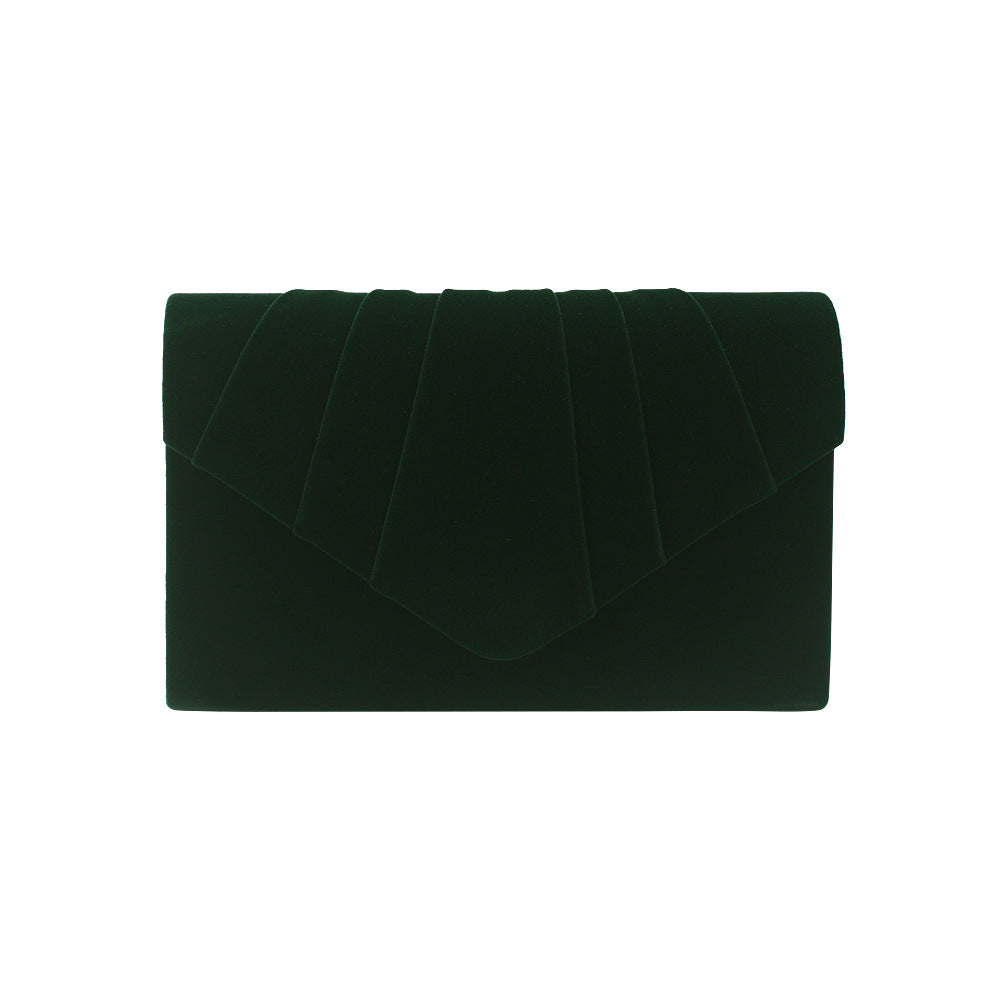 Women's Fashion Style Solid Color Veet Pleated Handbags