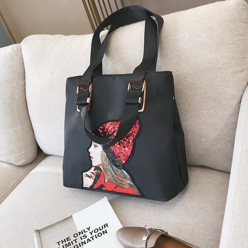 Women's Korean Short-distance Cartoon Sequins Trip Large Travel Bags