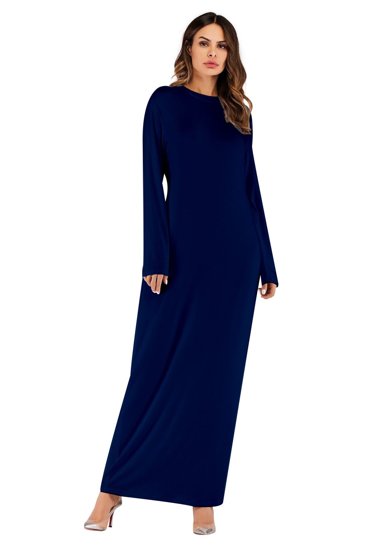 Women's Large Solid Color Modal Cotton Long-sleeved Dresses