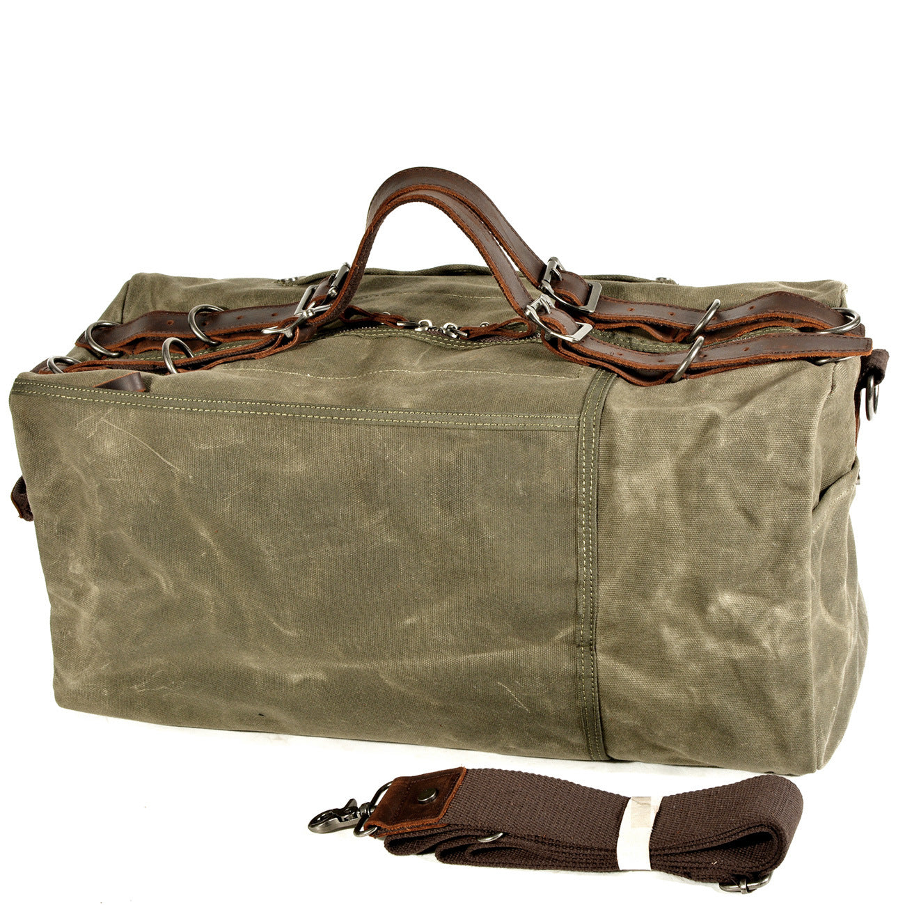 Military Distressed Thick Oil Wax Canvas Solid Bags