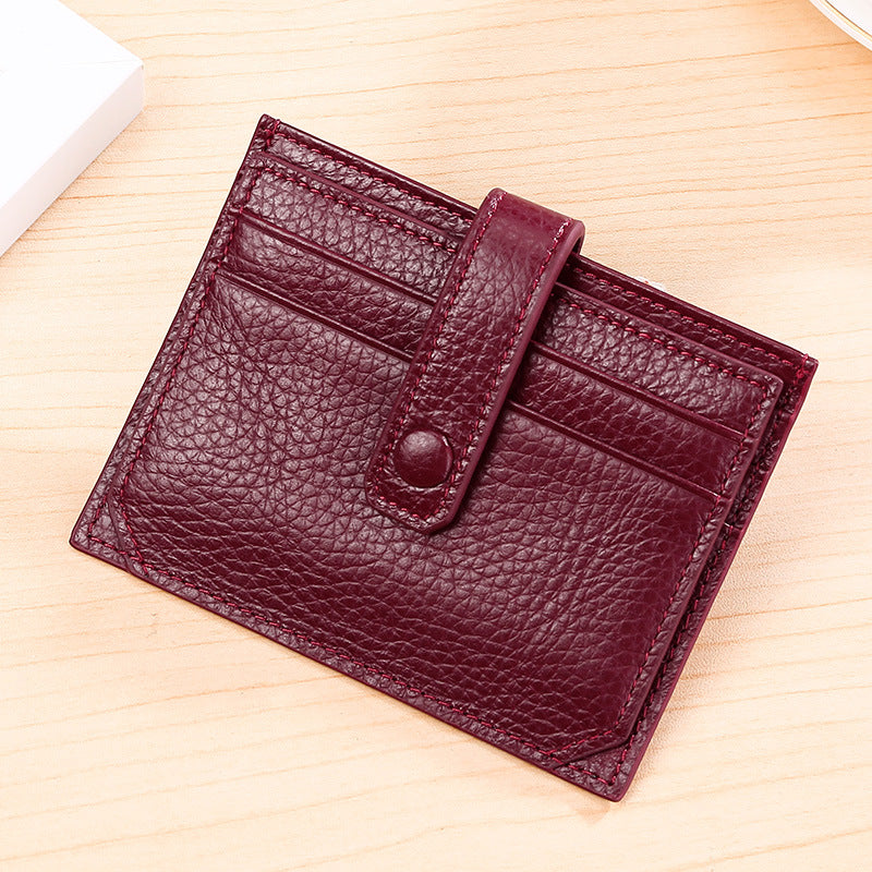 Women's & Men's & Cowhide Genuine Leather Bank Korean Card Holder