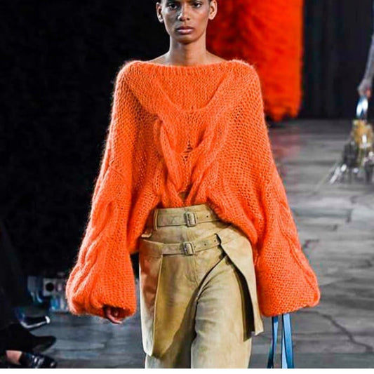 Mohair Thick Needle Hand-woven Twist Female Sweaters