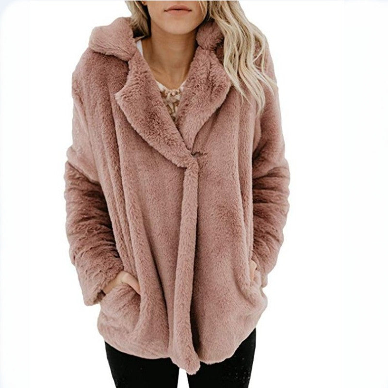 Women's Autumn Collar Pocket Long Sleeve Plush Women's Sweater, Sweater
