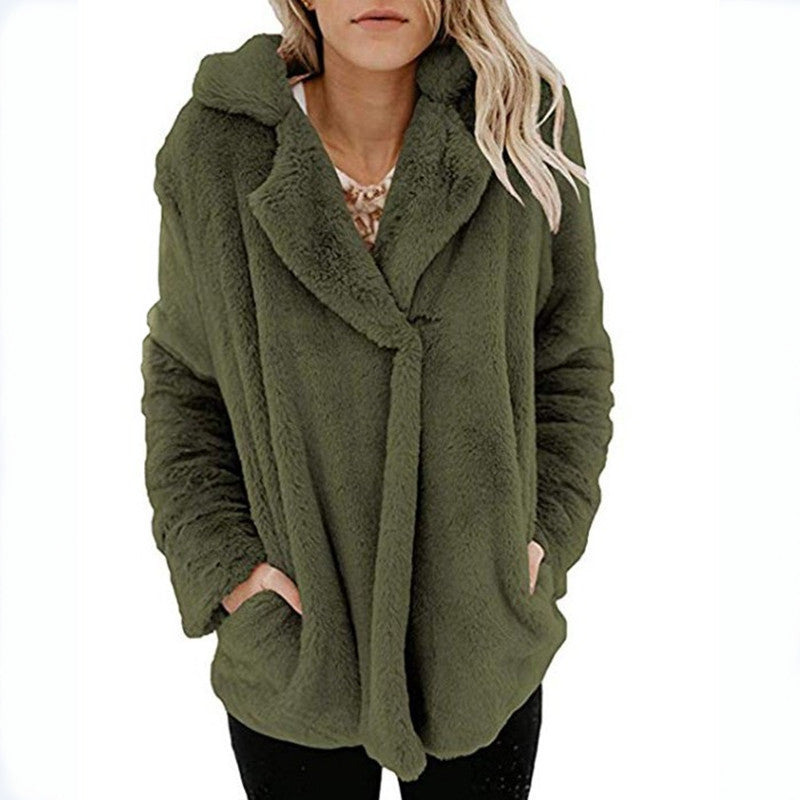 Women's Autumn Collar Pocket Long Sleeve Plush Women's Sweater, Sweater