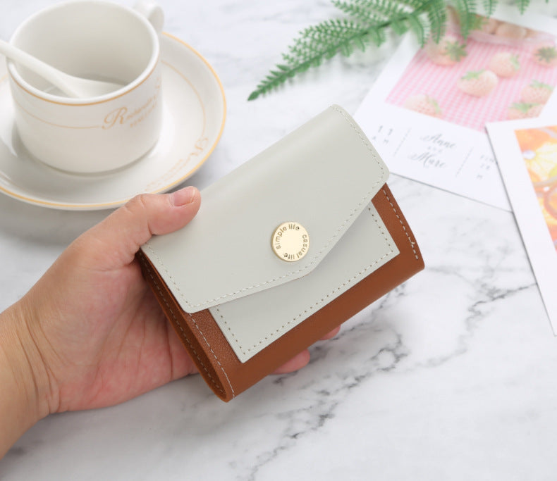 Women's Beautiful Short Leather Metal Zipper Ladies Wallets