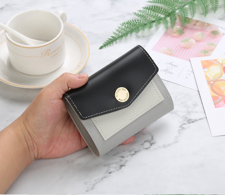 Women's Beautiful Short Leather Metal Zipper Ladies Wallets