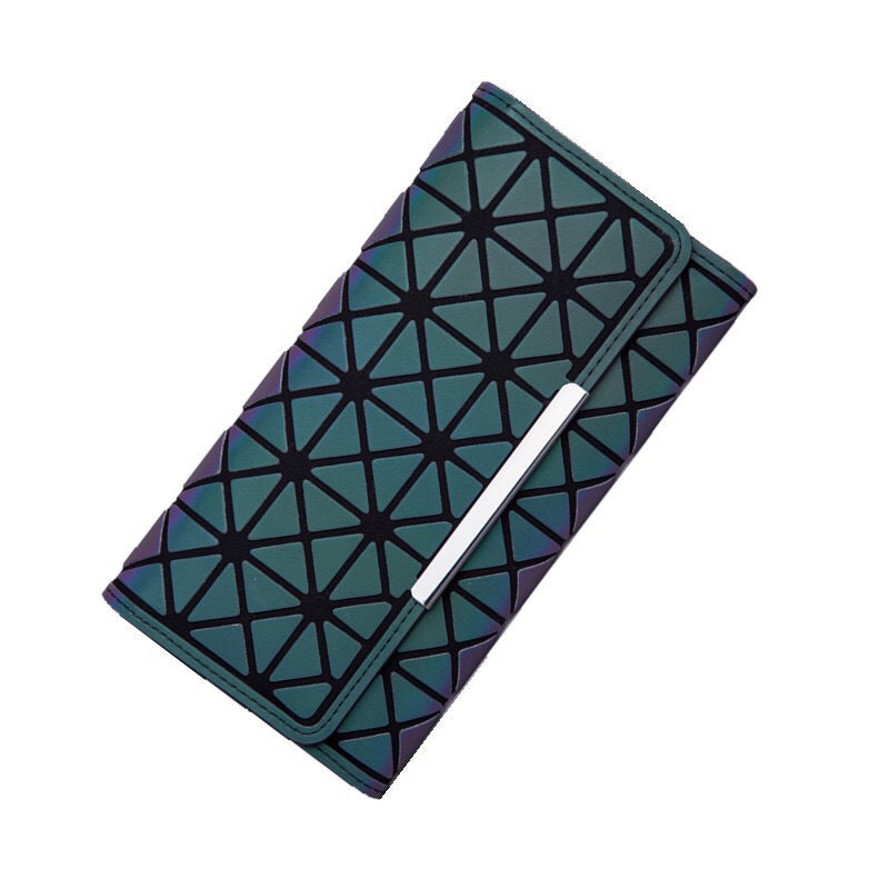 Women's Geometric Luminous Long Rhombus Large Colorful Ladies Wallets