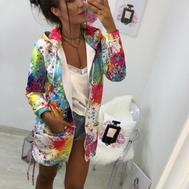 Women's Loose-fitting Printed Hooded Mid-length Long Sleeve Women's Sweater, Sweater