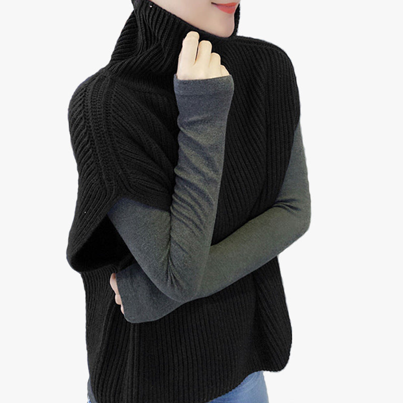 Black Turtleneck Fashion Sleeveless Thick Waistcoat Vests
