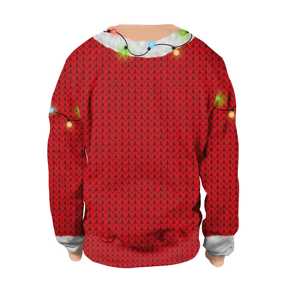 Party Digital Printed Round Neck Long Women's Sweater, Sweater