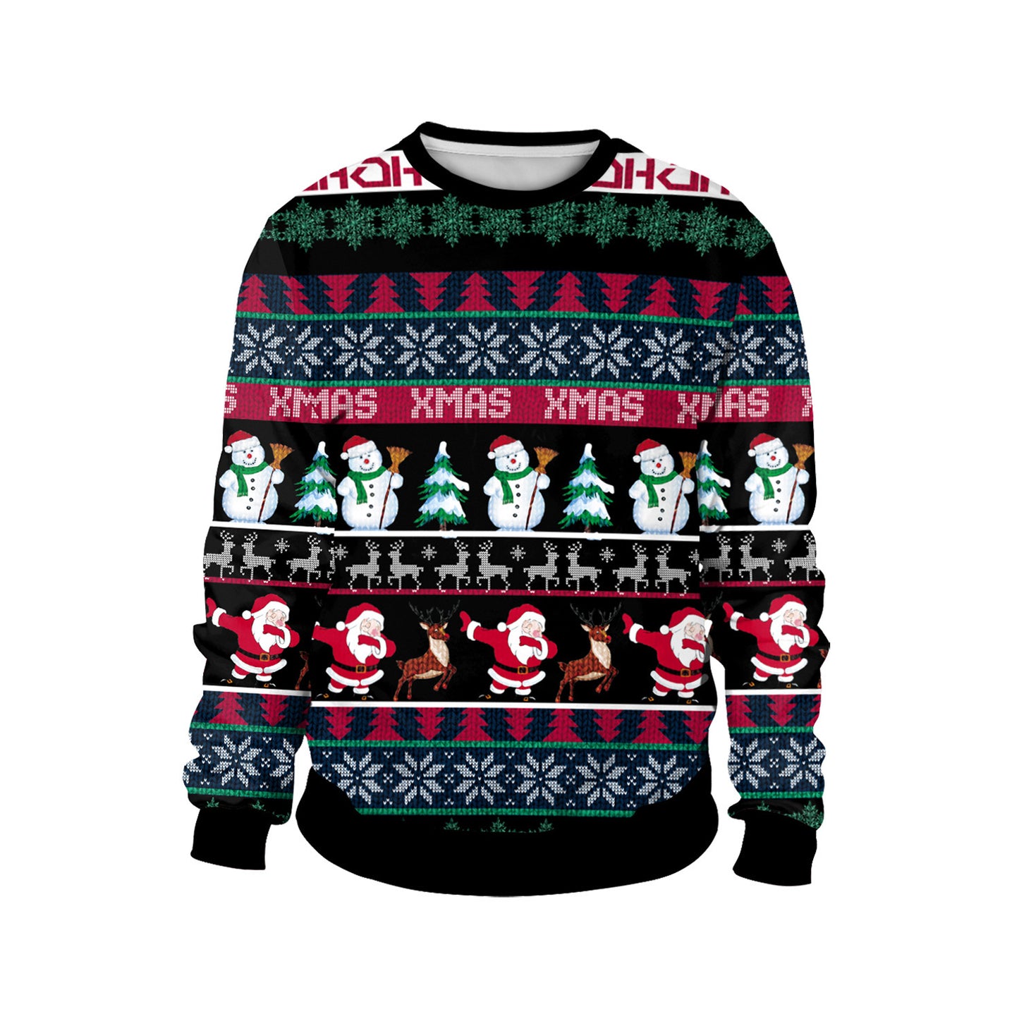 Party Digital Printed Round Neck Long Women's Sweater, Sweater