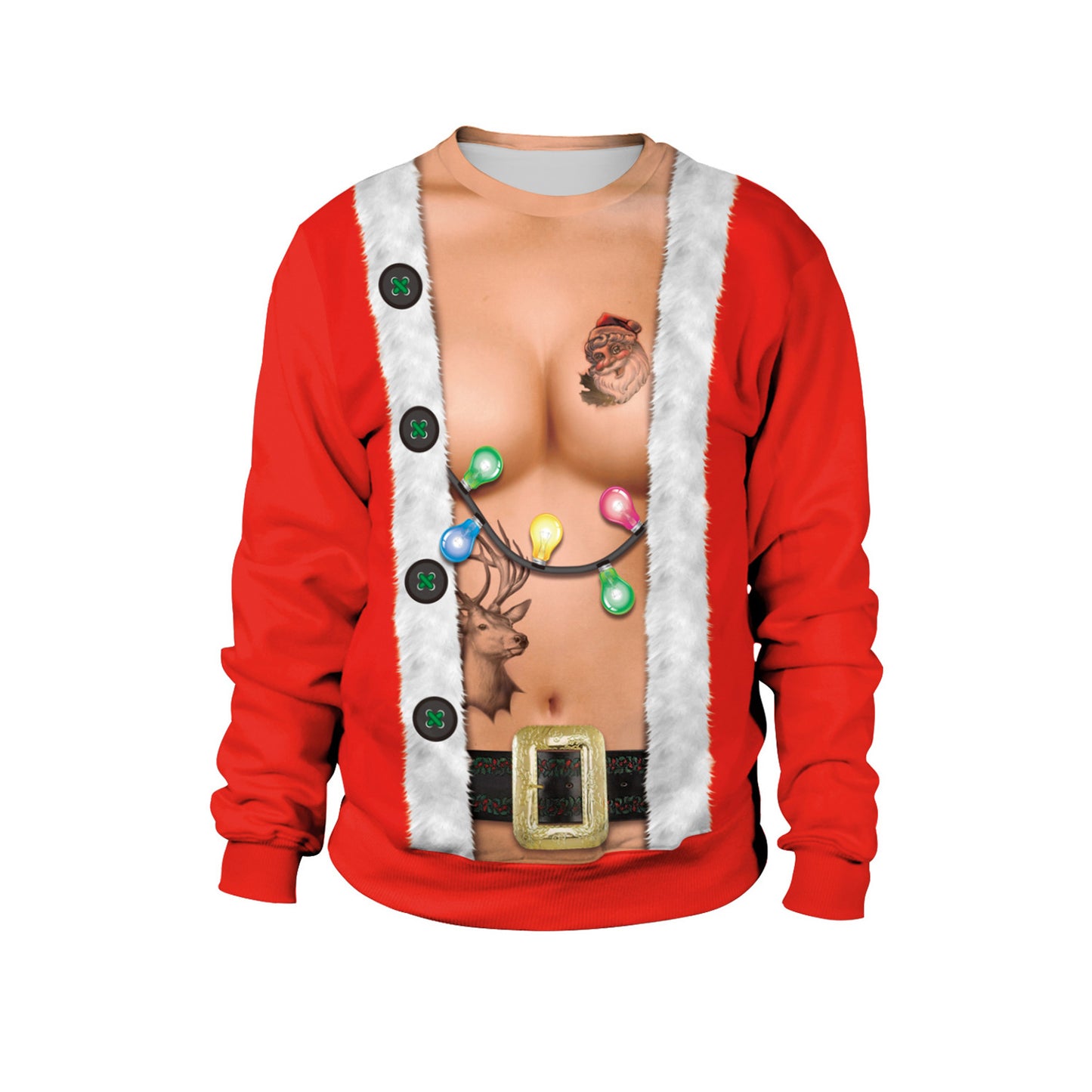 Festival Spoof Sexy Navel Hair Digital Printed Women's Sweater, Sweater