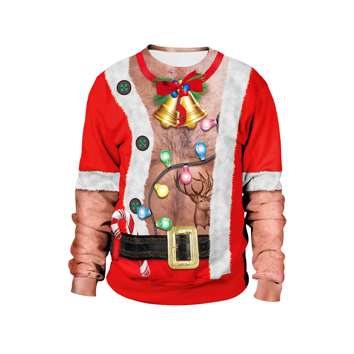 Festival Spoof Sexy Navel Hair Digital Printed Women's Sweater, Sweater
