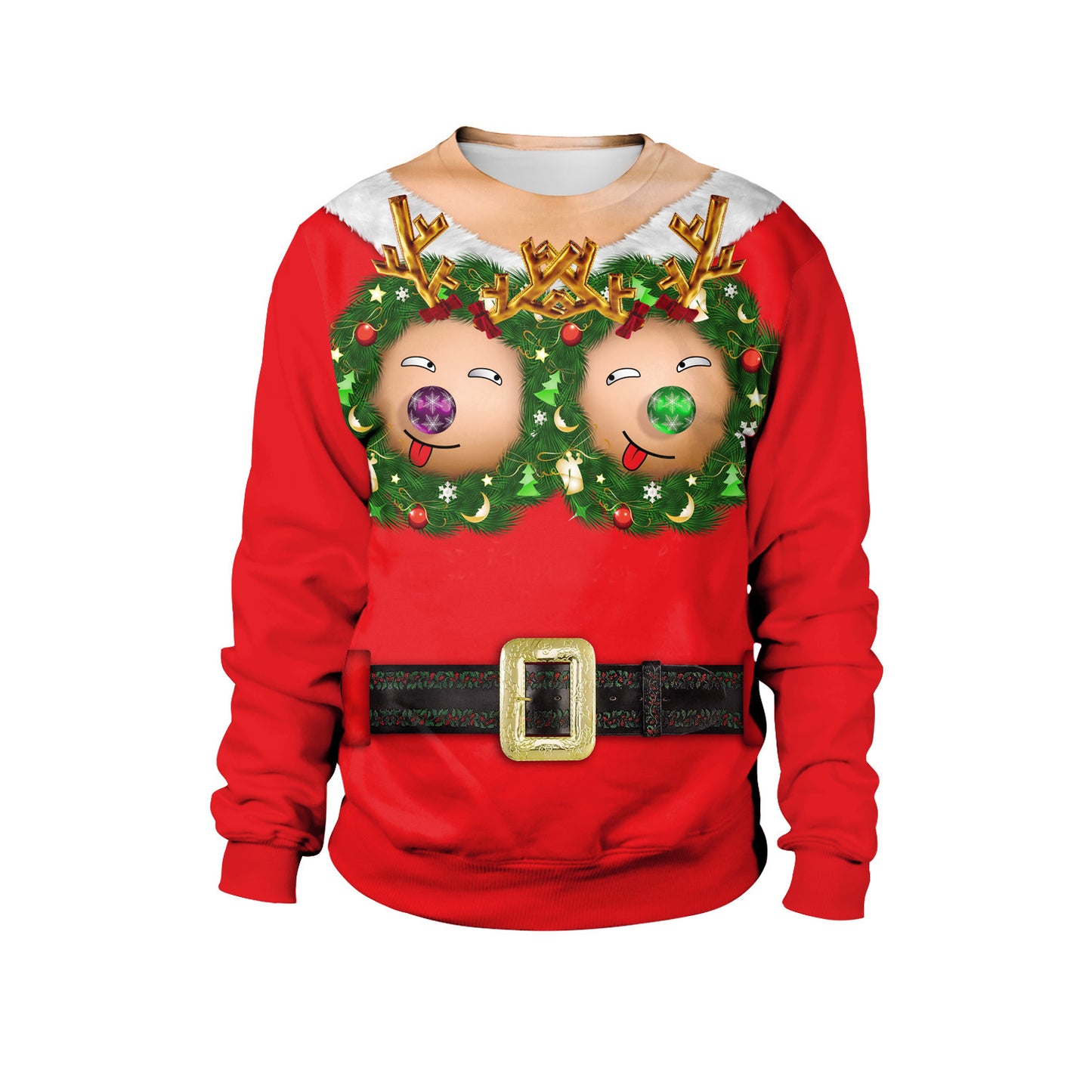 Festival Spoof Sexy Navel Hair Digital Printed Women's Sweater, Sweater
