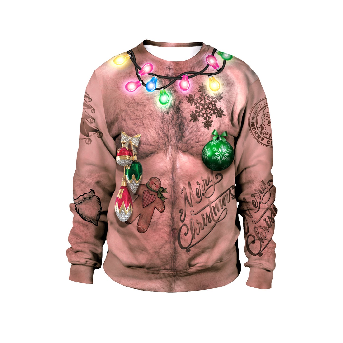 Festival Spoof Sexy Navel Hair Digital Printed Women's Sweater, Sweater