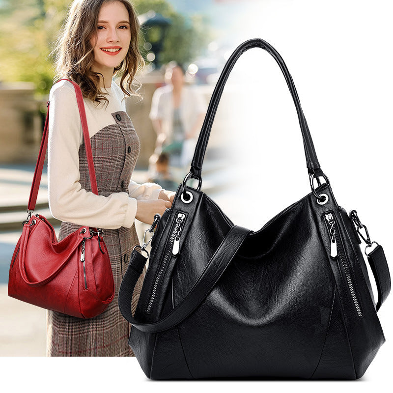 Women's Spring Large Capacity Soft Leather Mother Shoulder Bags