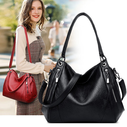 Women's Spring Large Capacity Soft Leather Mother Shoulder Bags