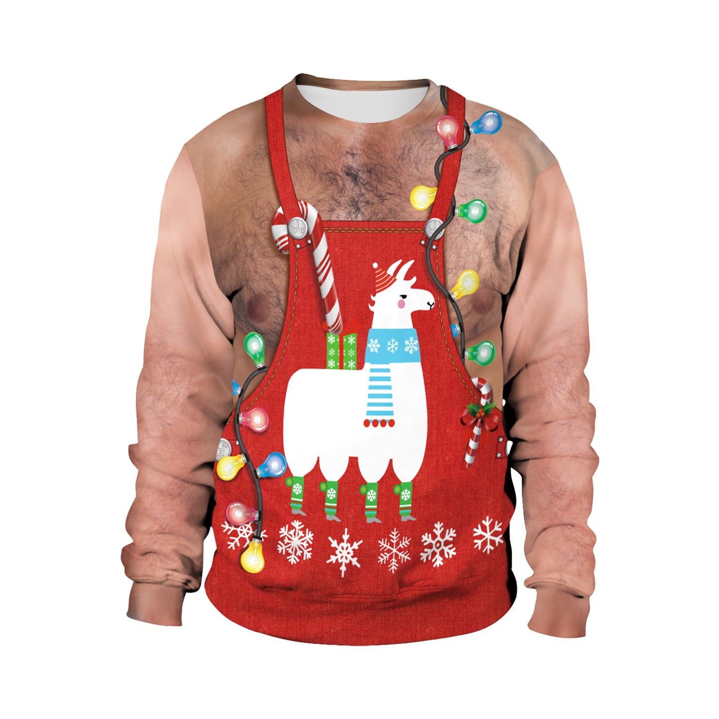 Festival Spoof Sexy Navel Hair Digital Printed Women's Sweater, Sweater